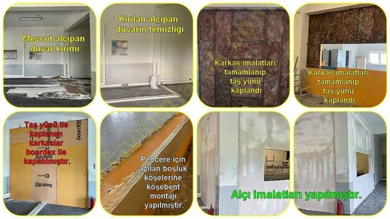 Marmara Bölgesi Fabrika içi Kapsamlı Tesis Renovasyonu 4 fabrika ofis bölme duvar tamiratı taş yünü yalıtımlı alçıpan
