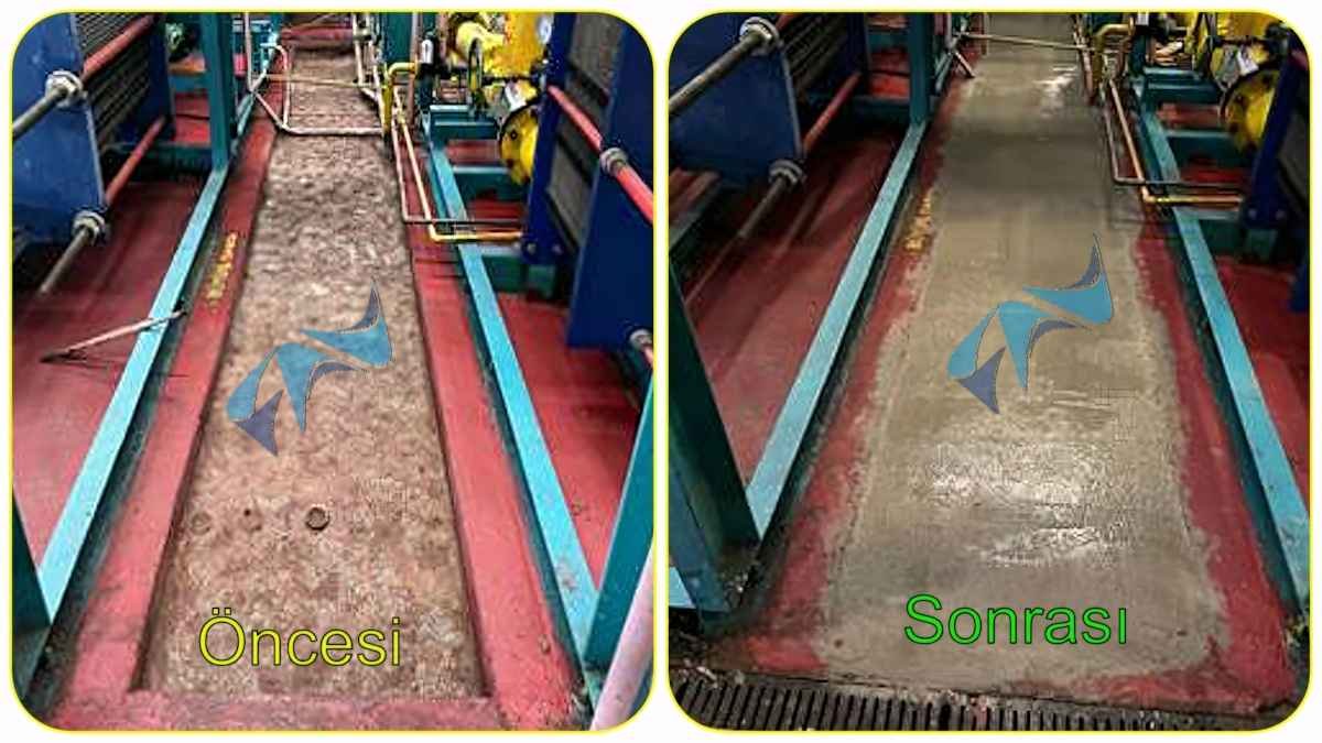 fabrika içi tamiratlar zemin betonu onarımı öncesi sonrası