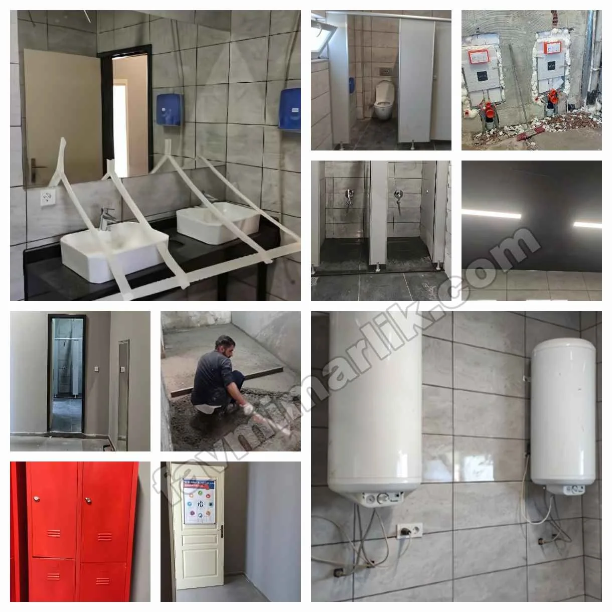 fav mimarlık ıslak hacim renovasyonu sonrası modern endüstriyel soyunma odası