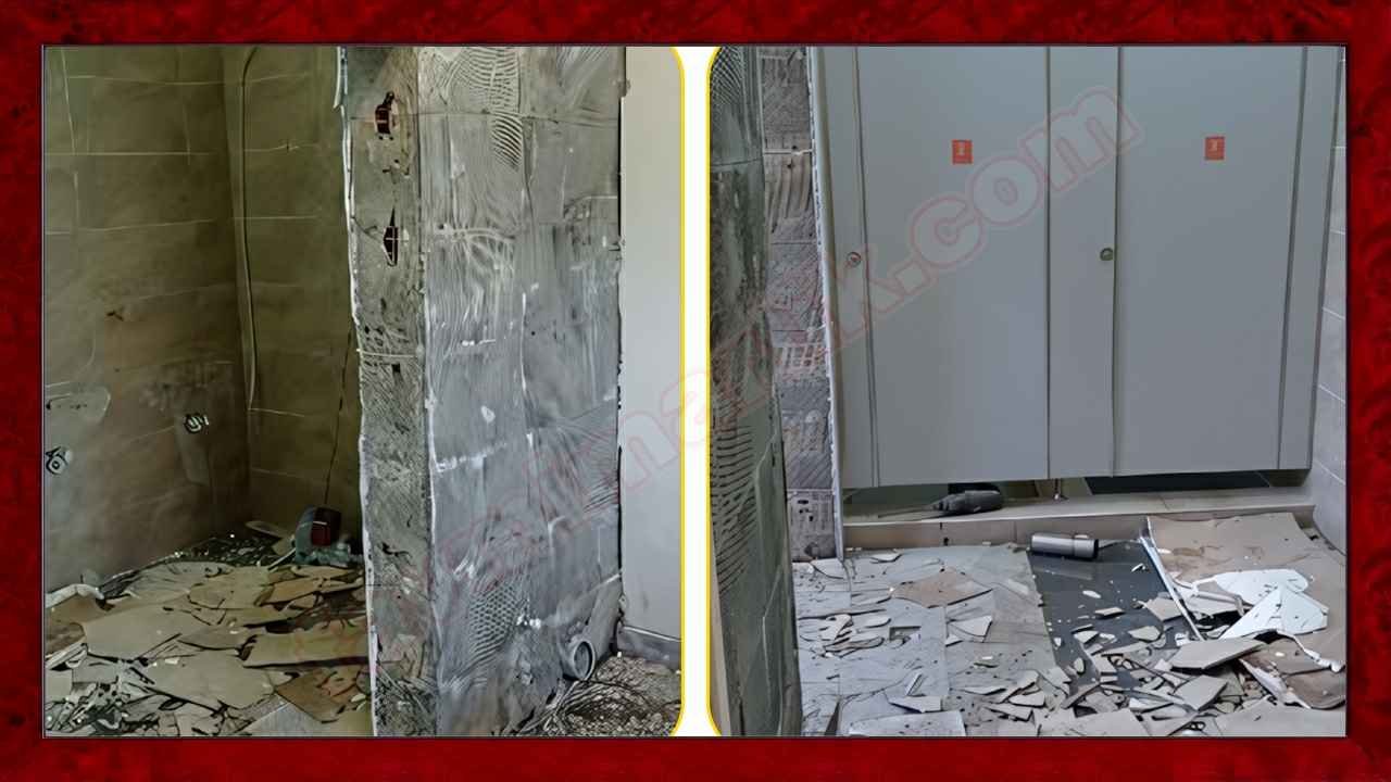 endüstriyel ıslak hacim renovasyonu öncesi soyunma odası kırım ve söküm işleri