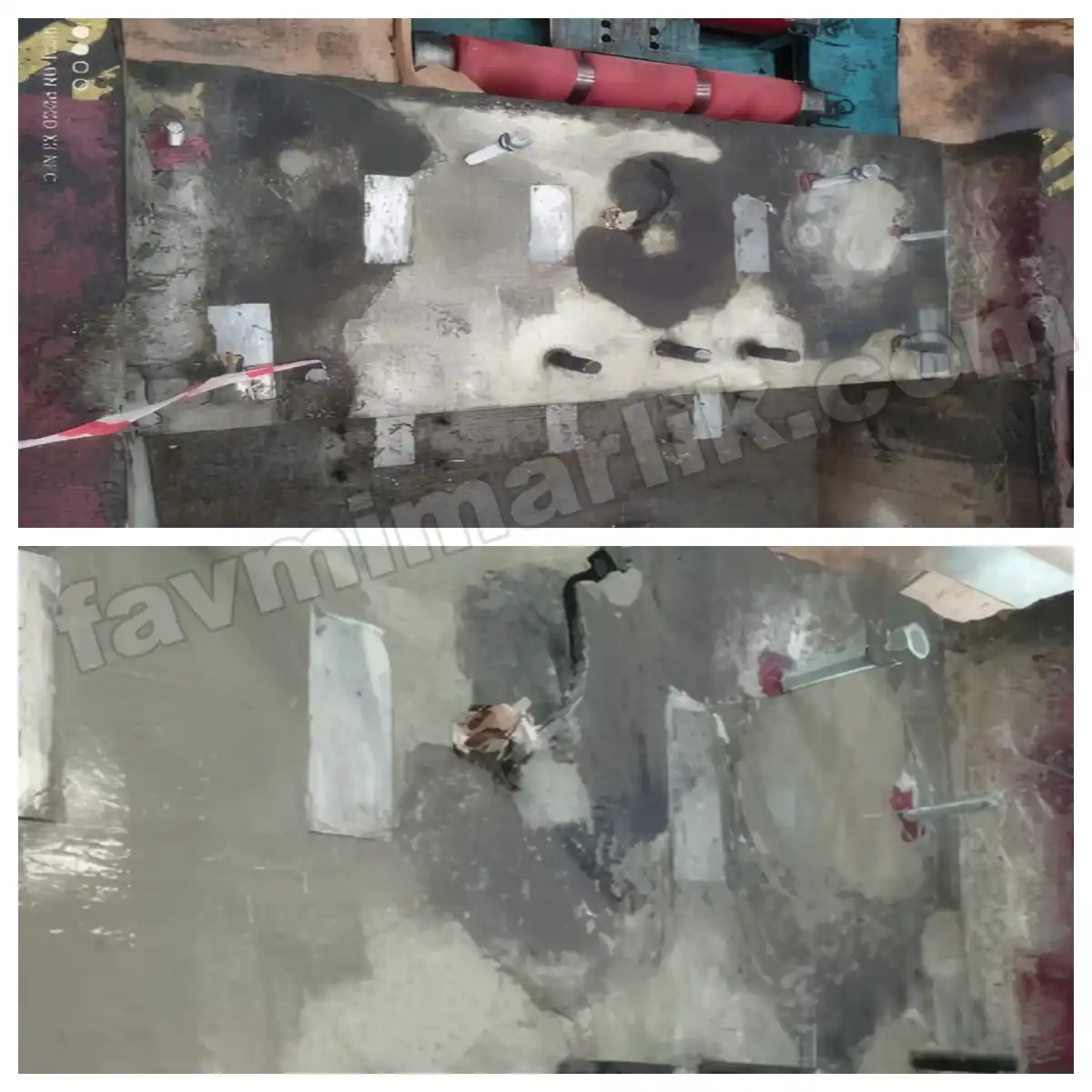 Bobin Sehpası Epoksi Ankraj Projesi 2 bobin sehpası için epoksi ankraj deliklerinin delinmesi ve tijlerin çakılması