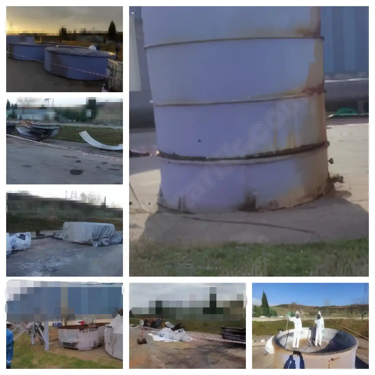 Yüksek Riskli Endüstriyel Tank Sökümü 2 endüstriyel tank sökümü kimyasal tank taşıma ve kesim işlemi