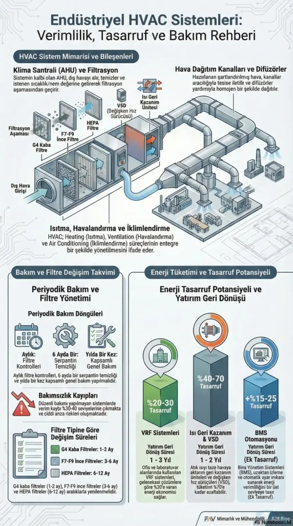 Endüstriyel HVAC sistemleri, havalandırma, ısıtma-soğutma çözümleri