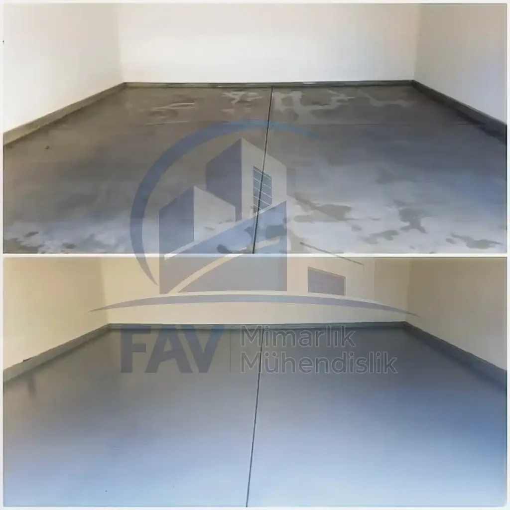 Epoksi Zemin Temizliği Nasıl Yapılır 5 Epoksi zemin temizlik öncesi ve sonrası karşılaştırma